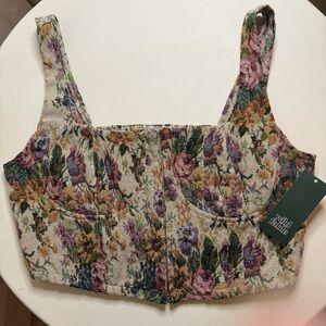 NWT Wild Fable Floral Tapestry Bustier Crop Top